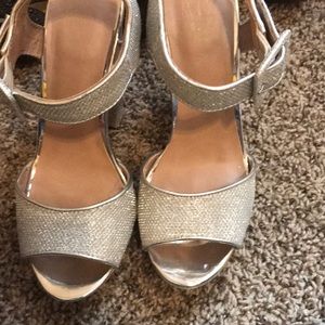 Silver Sparkled Platform Heels